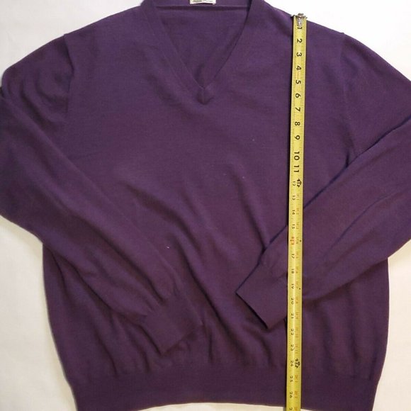 VTG Men’s Large 100% Italian Extra Fine MERINO WOOL Sweater Purple EUC - Picture 5 of 8